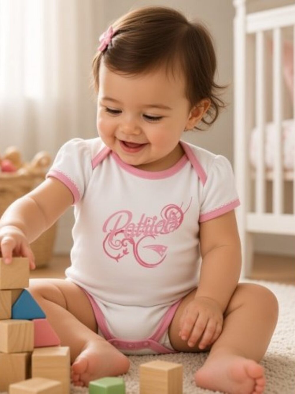 NEW ENGLAND PATRIOTS White and Pink Bodysuit Girls 24 months
